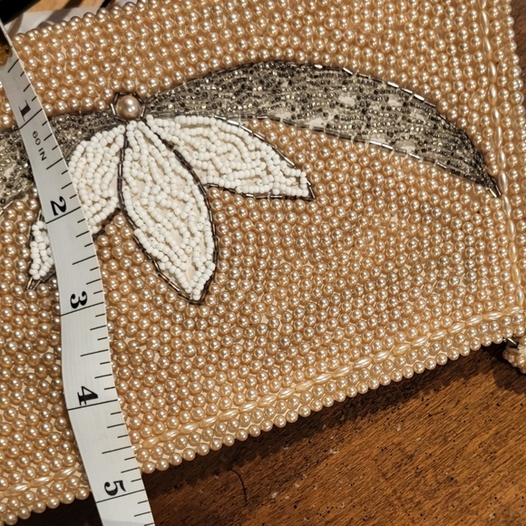 Vintage Pearl & Beaded Lotus Flower Clutch - Picture 7 of 7